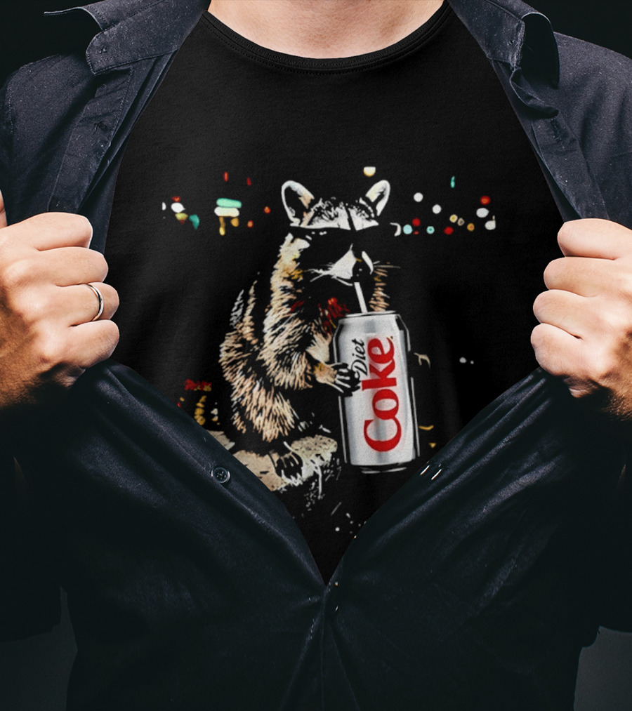 Three Raccoons Holding Diet Coke Can T-Shirt