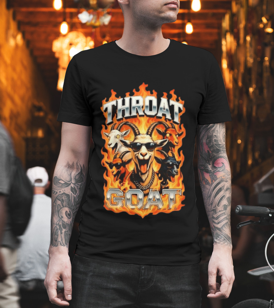 THROAT GOAT Fire And Flame Adult Humor Comedy T-Shirt