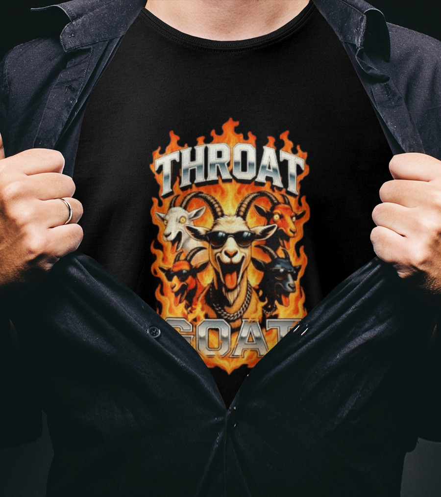 THROAT GOAT Fire And Flame Adult Humor Comedy T-Shirt