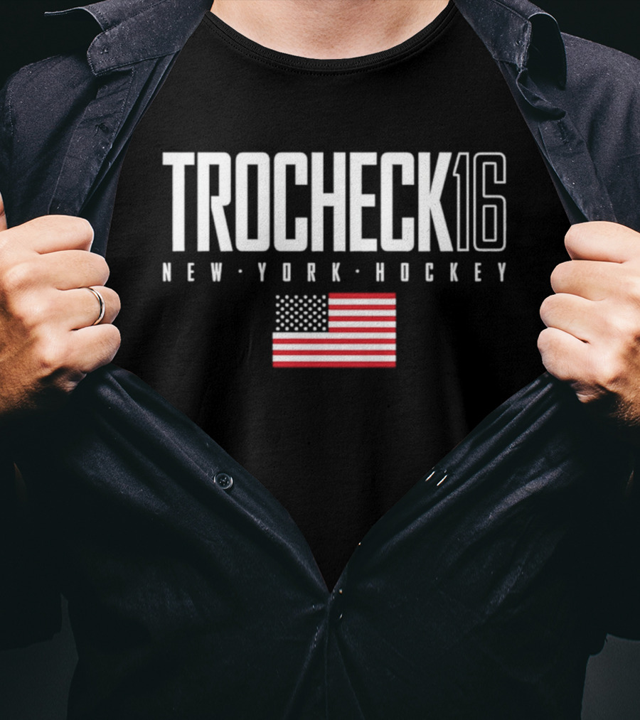 Trocheck 16 New York Hockey USA Flag T-Shirt