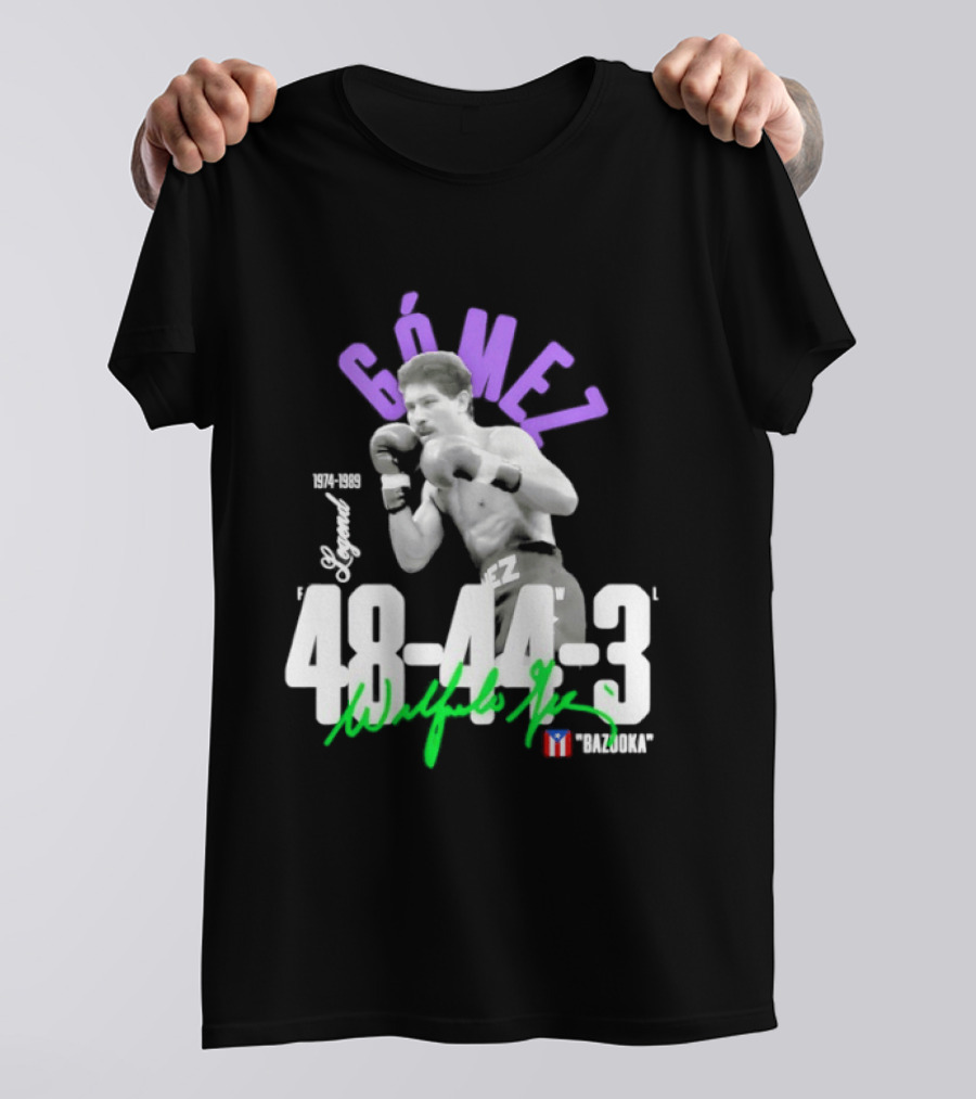 Wilfredo Gómez Bazooka Legend 48 44 3 Record 1973 1990 Puerto Rico Flag T-Shirt