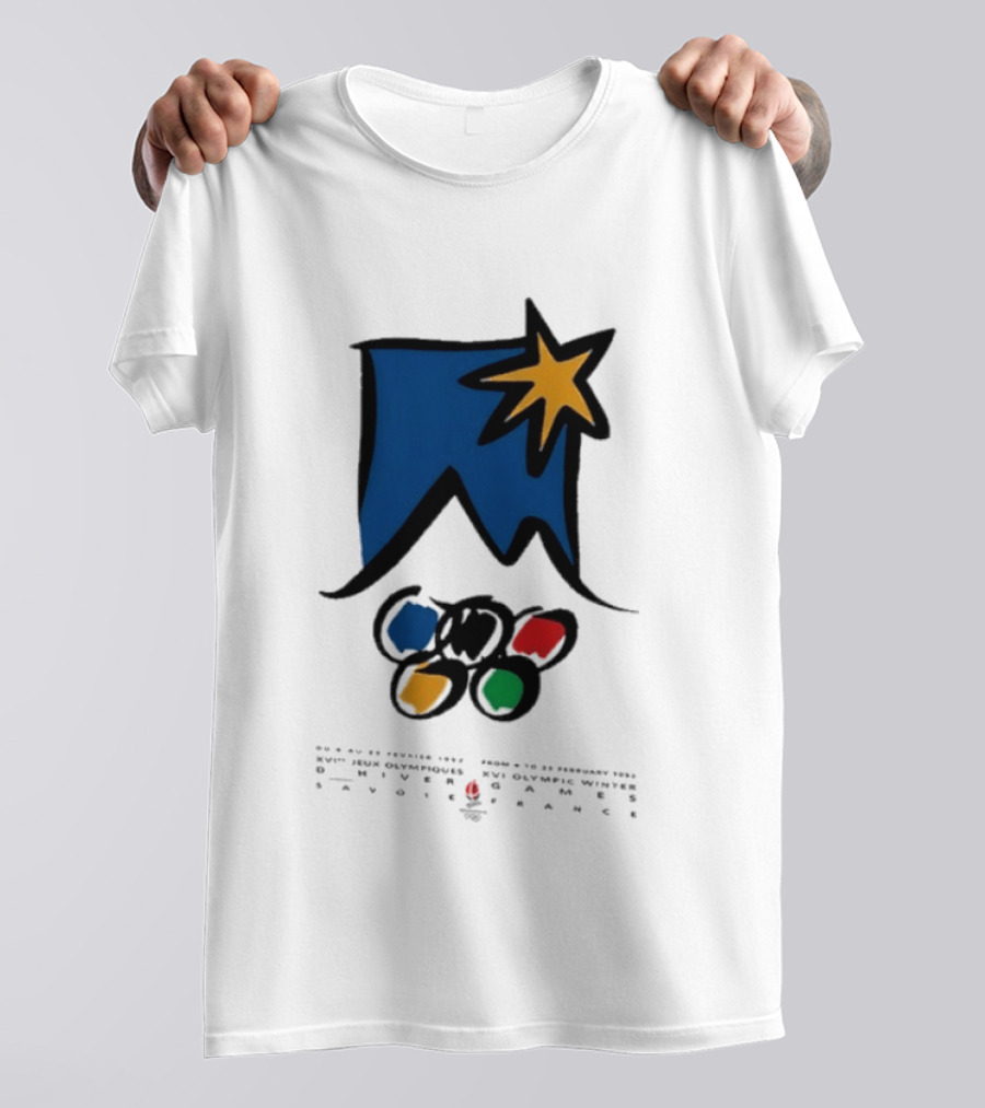 1992 Albertville Winter Olympics Star Emblem And Rings T-Shirt