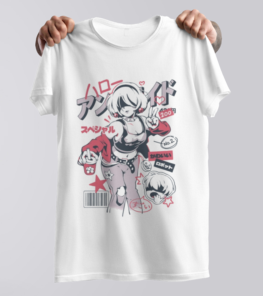 Hello Android No.2 Special Kawaii Robot Waifu Manga Aesthetic T-Shirt