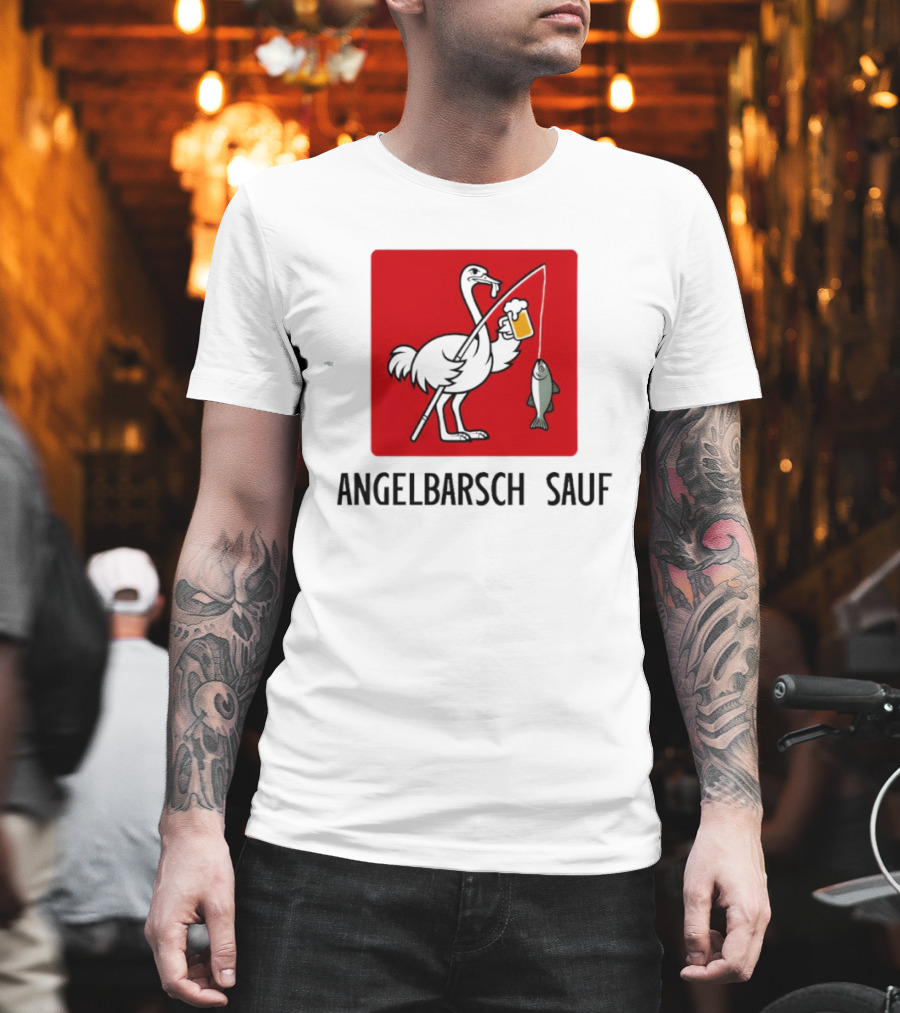 Angelbarsch Sauf Pelican Beer Fish Catching Fun T-Shirt