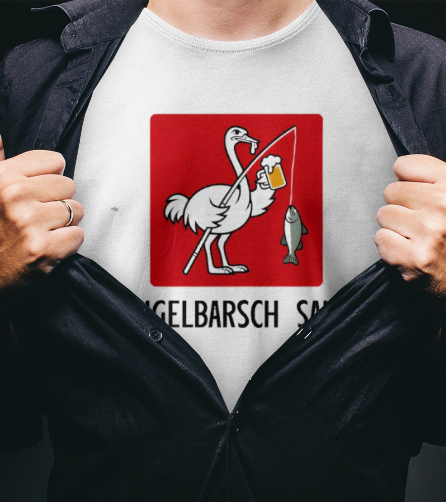 Angelbarsch Sauf Pelican Beer Fish Catching Fun T-Shirt