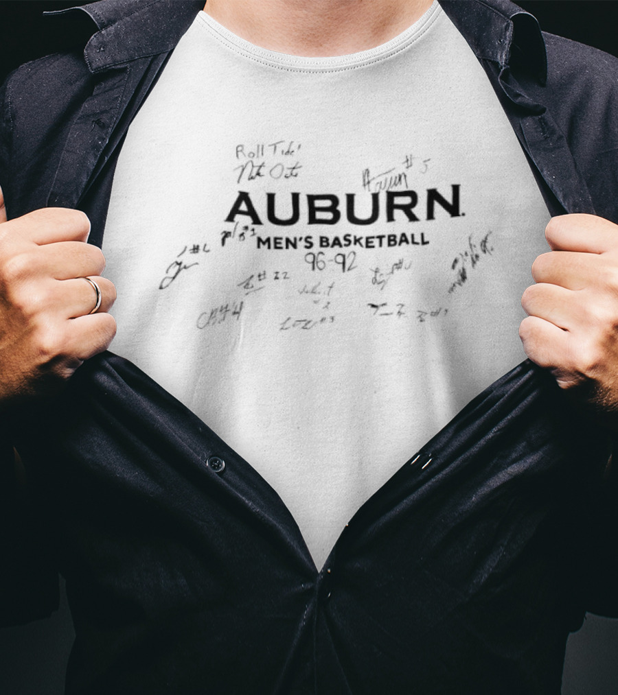 Auburn Men's Basketball 96 92 Autographed Signatures T-Shirt