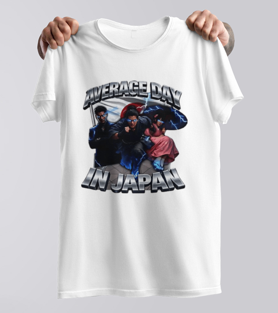 Average Day In Japan Superhero Action Adventure With Lightning Effects T-Shirt