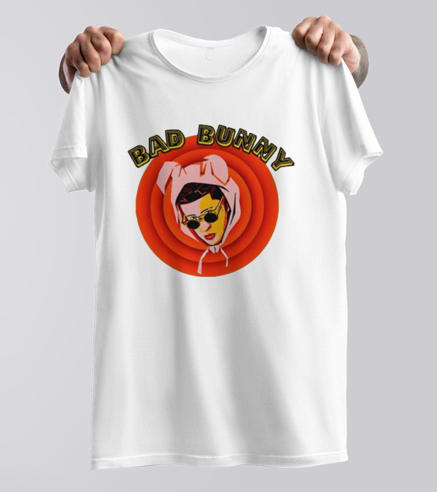 Bad Bunny Style Cartoon Character Image T-Shirt