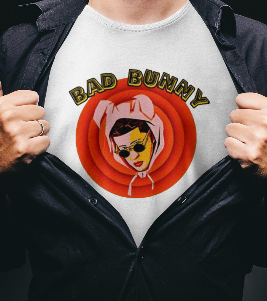 Bad Bunny Style Cartoon Character Image T-Shirt