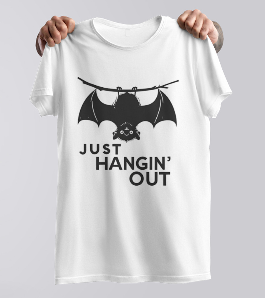 Just Hangin' Out Upside Down Bat Humor T-Shirt
