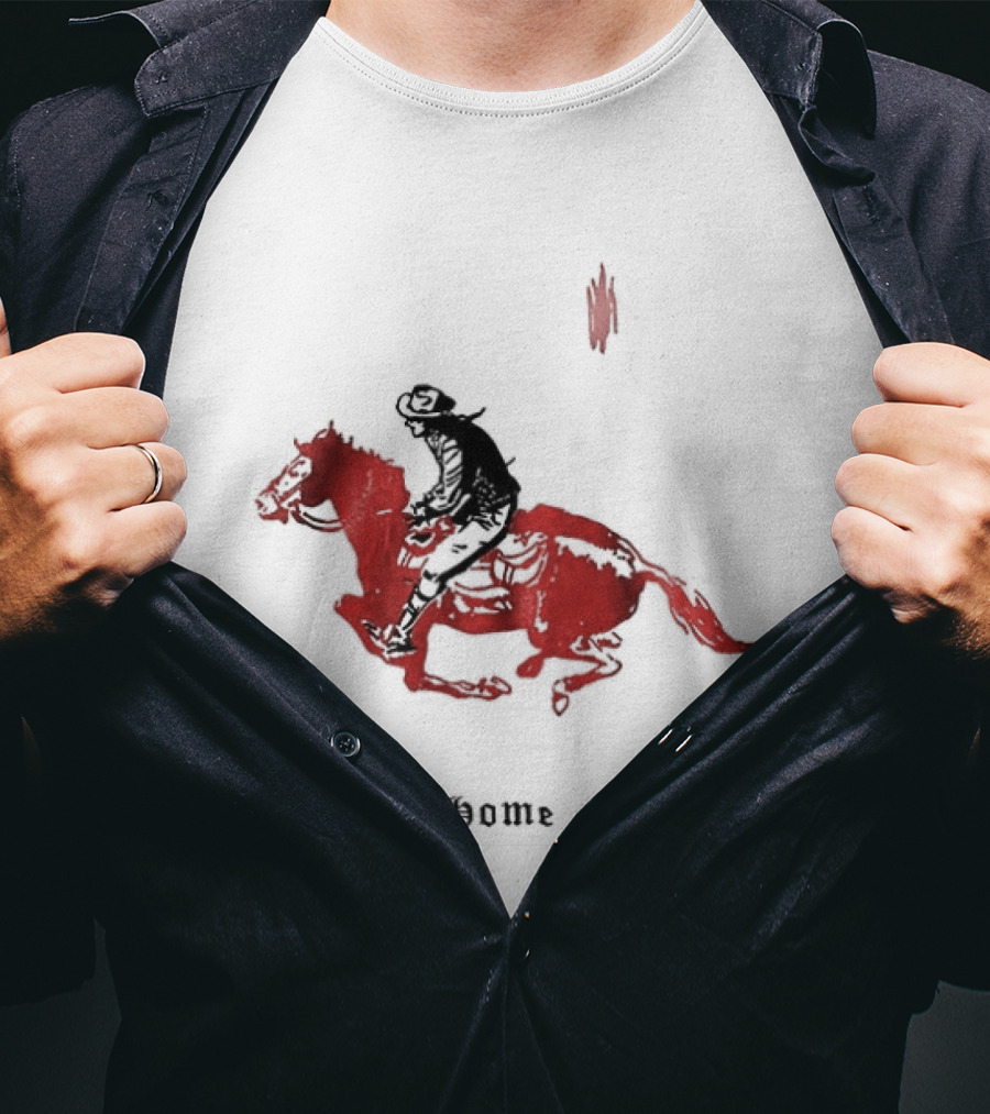 Come Home Cowboy Riding On Red Horse In Moonlit Night T-Shirt