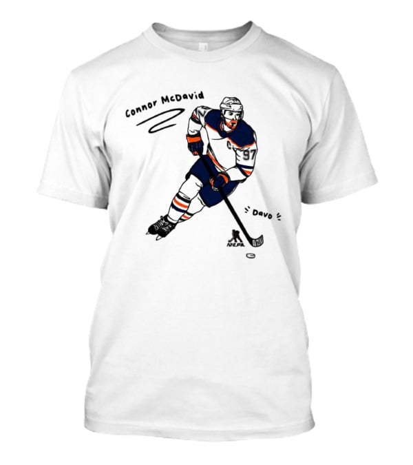 Connor McDavid Edmonton Oilers Hockey Davo Cartoon NHL Player Sketch T-Shirt