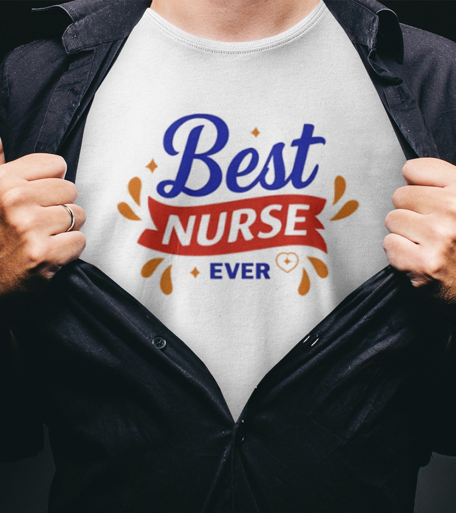 Best Nurse Ever Colorful Text With Heart T-Shirt