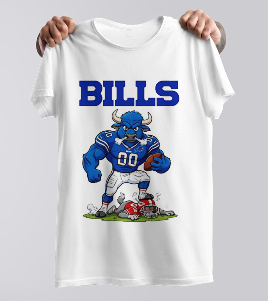 Buffalo Bills Mascot Defeats Kansas City Chiefs Rivalry NFL Football T-Shirt