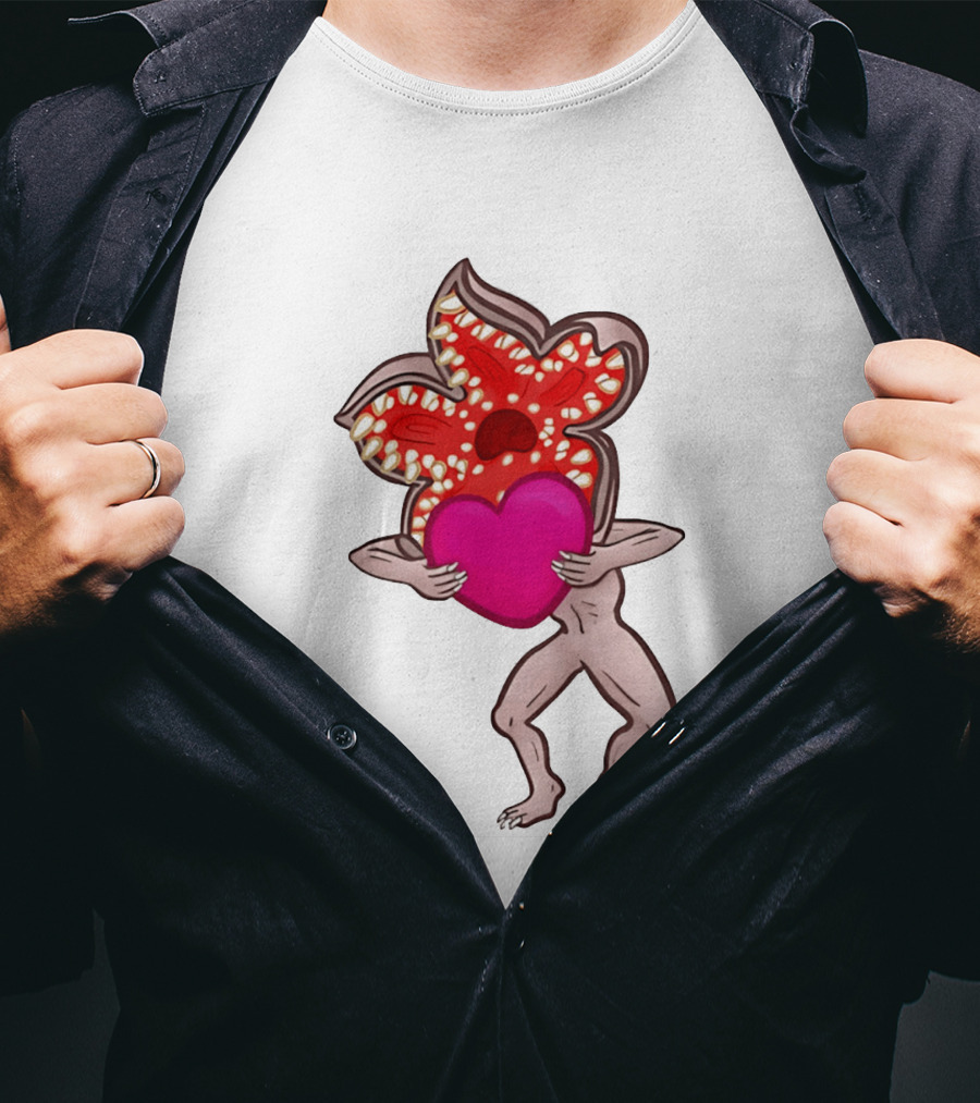 Demogorgon Embracing Heart Valentine Monster T-Shirt