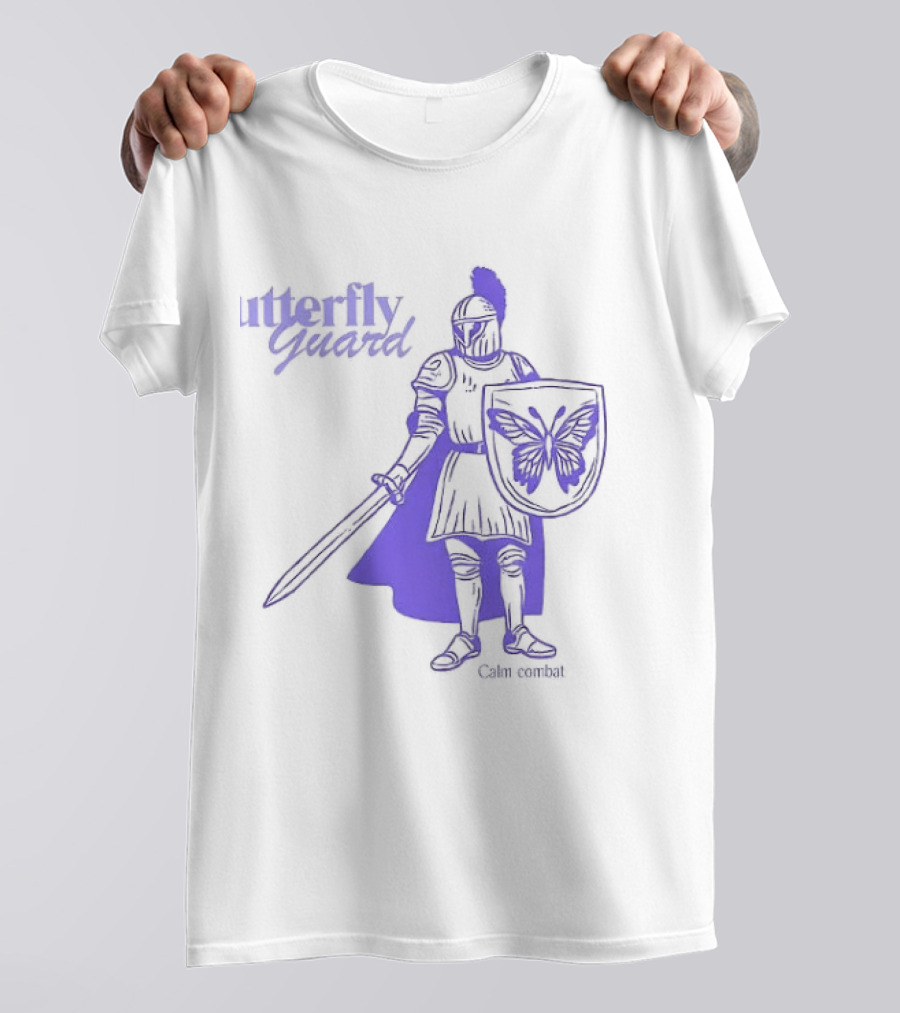 Butterfly Guard Calm Combat Knight With Shield And Sword T-Shirt
