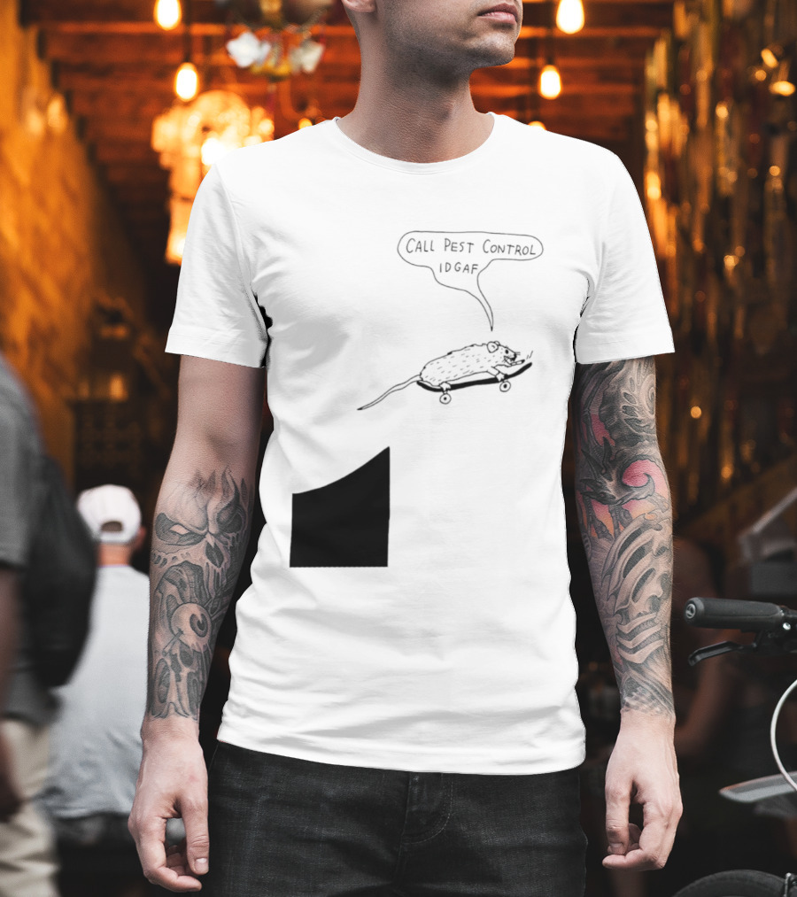 Call Pest Control IDGAF Rat On Skateboard T-Shirt