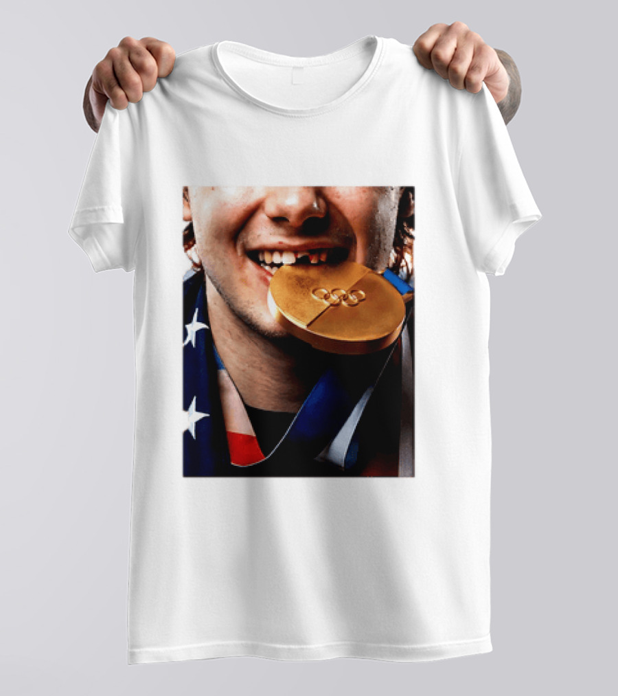 Jack Hughes Teeth Gold Medal 2026 Milano Cortina Winter Olympics T-Shirt