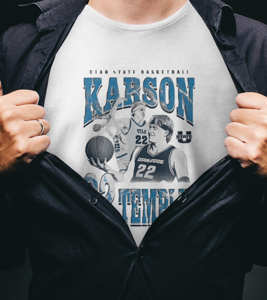 Utah State Basketball Karson Templin 22 Utah State Aggies T-Shirt