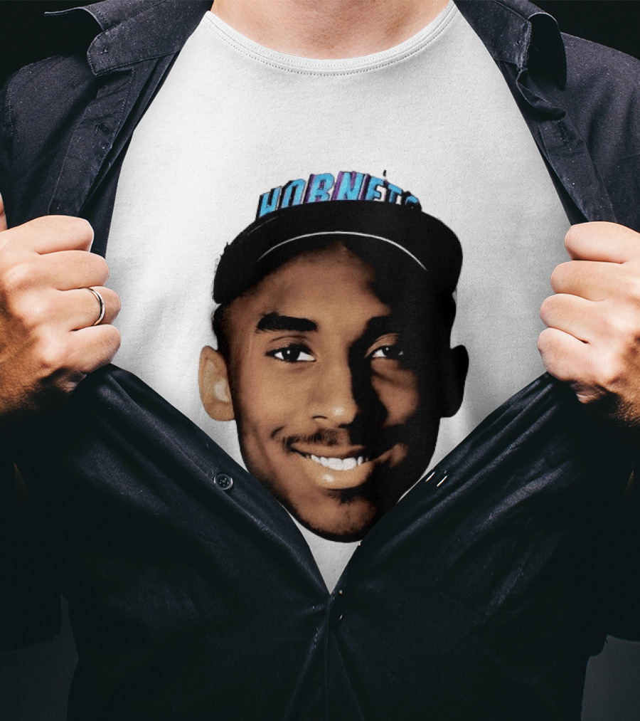 Kobe Bryant Draft Day Hornets Cap Big Face T-Shirt