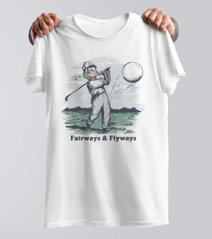 Mallard Duck Golf Swing Fairways And Flyways Moonlit Scene T-Shirt