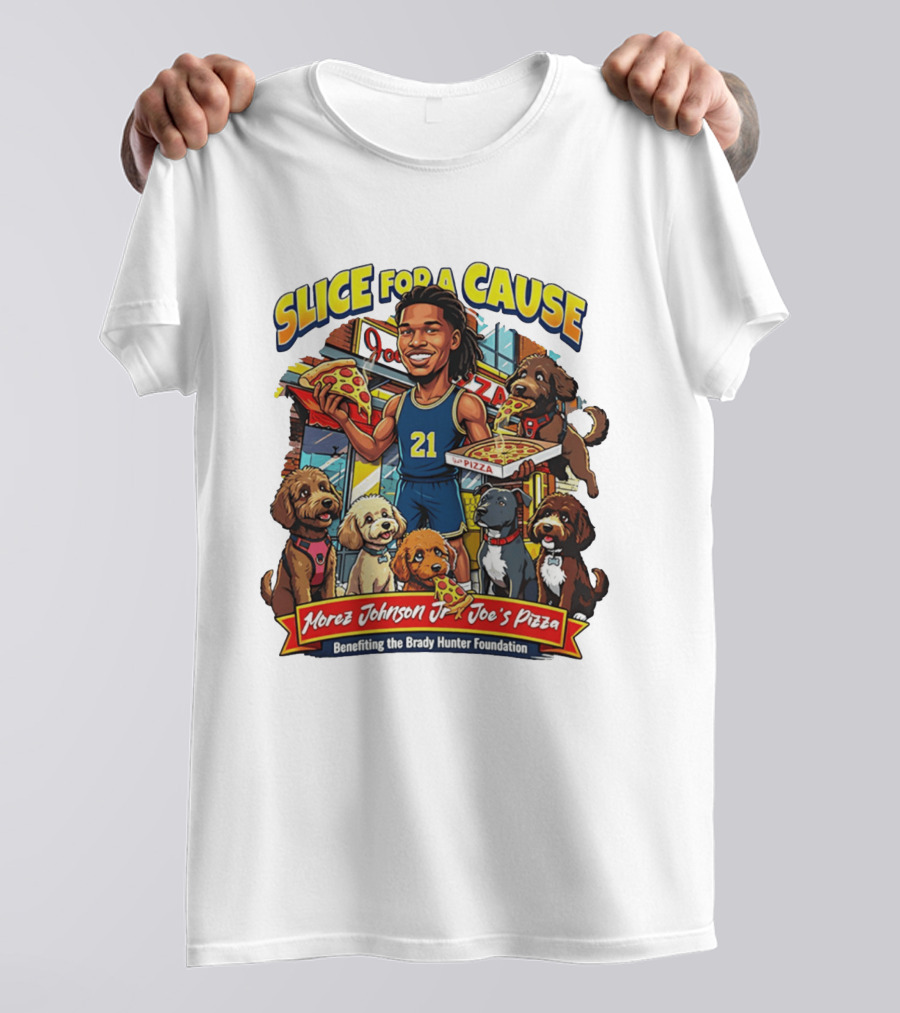 Morez Johnson Jr Joe's Pizza Benefiting Brady Hunter Foundation Slice For A Cause T-Shirt