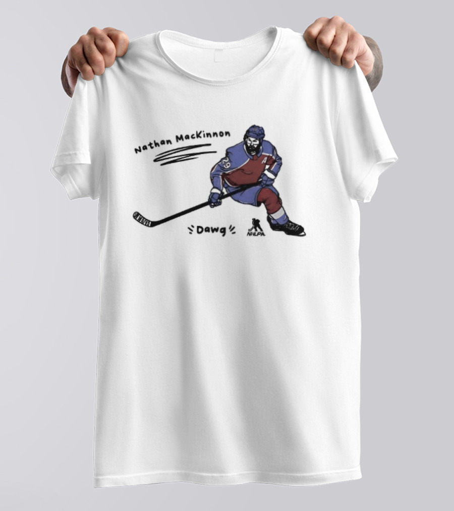 Nathan MacKinnon Colorado Avalanche Dawg Skating Cartoon T-Shirt