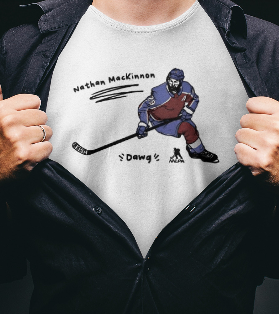 Nathan MacKinnon Colorado Avalanche Dawg Skating Cartoon T-Shirt