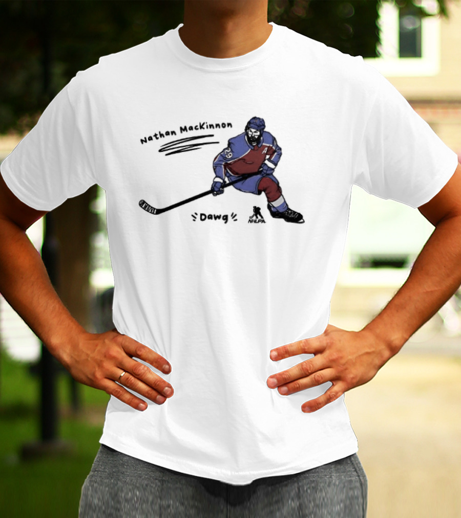 Nathan MacKinnon Colorado Avalanche Dawg Skating Cartoon T-Shirt