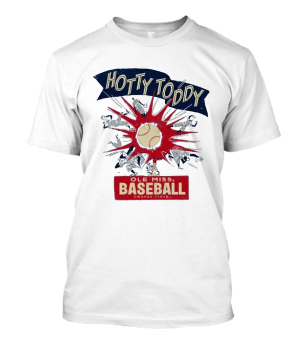 Ole Miss Baseball Hotty Toddy Strike Players And Ball Action T-Shirt