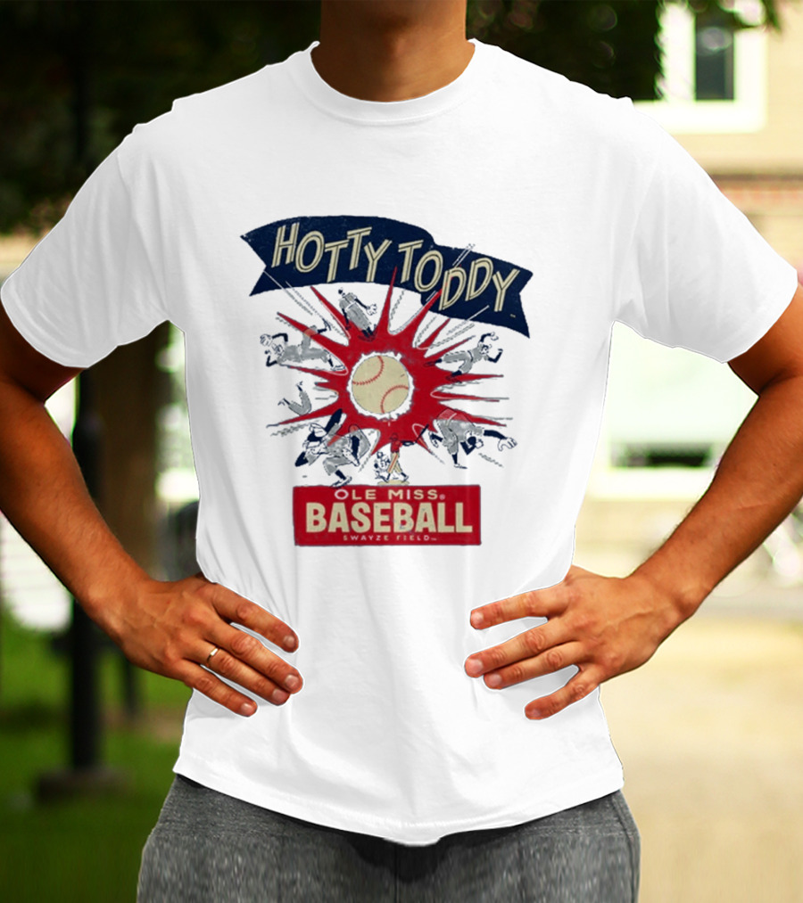 Ole Miss Baseball Hotty Toddy Strike Players And Ball Action T-Shirt