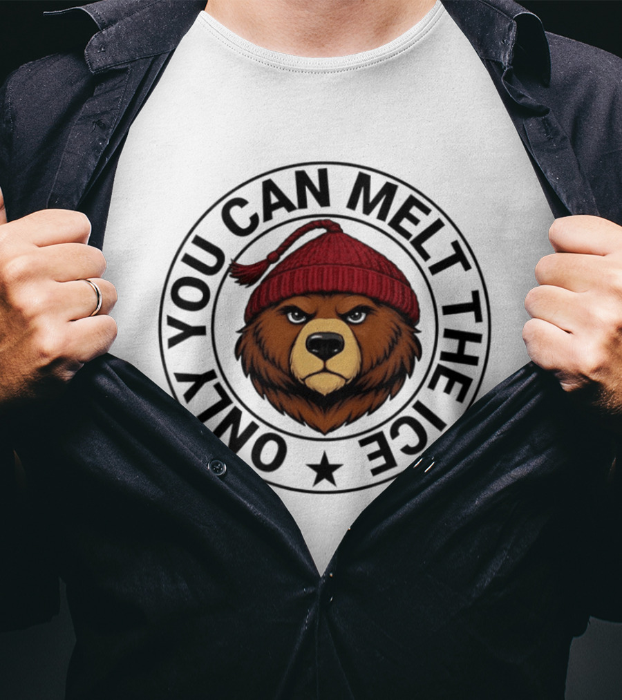 Only You Can Melt The Ice Bear Face Red Beanie T-Shirt