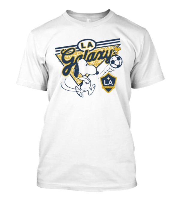 Peanuts Snoopy Soccer LA Galaxy Collaboration With Shield And Ball T-Shirt