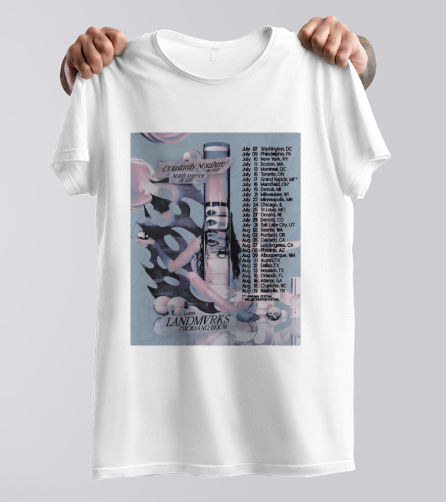 Poppy Constantly Nowhere Tour North America 2026 City Dates Landmvrks Thousand Below T-Shirt