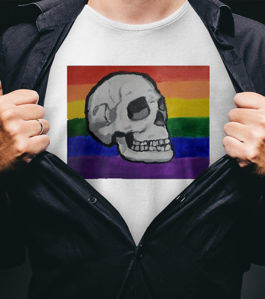 Pride Skull LGBT Rainbow Flag T-Shirt