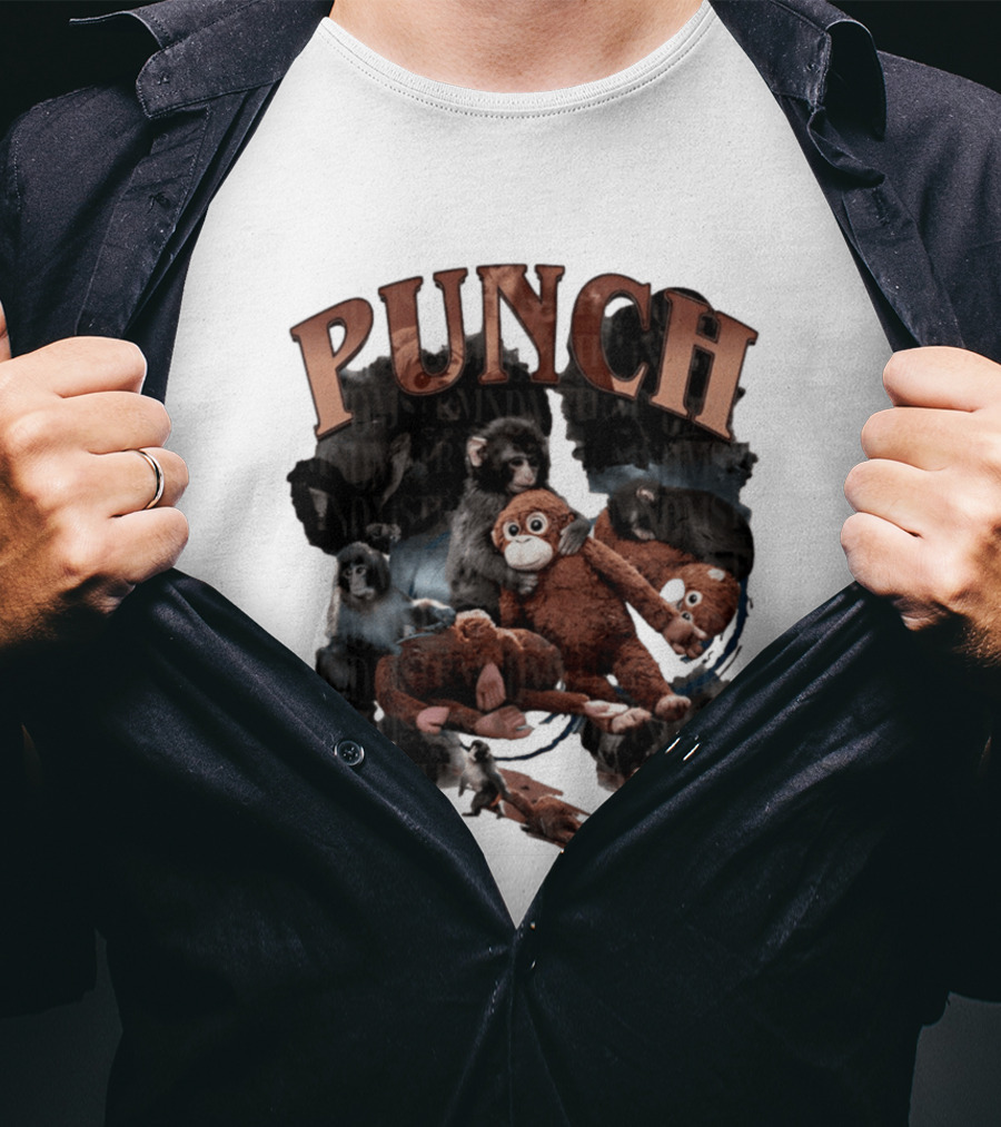Punch The Monkey Picture Collage Monkeys Plush Toys T-Shirt