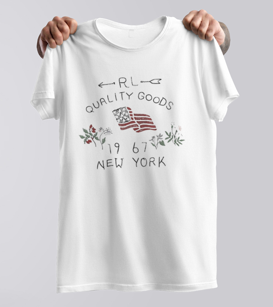 RL Quality Goods 1967 New York American Flag And Floral T-Shirt