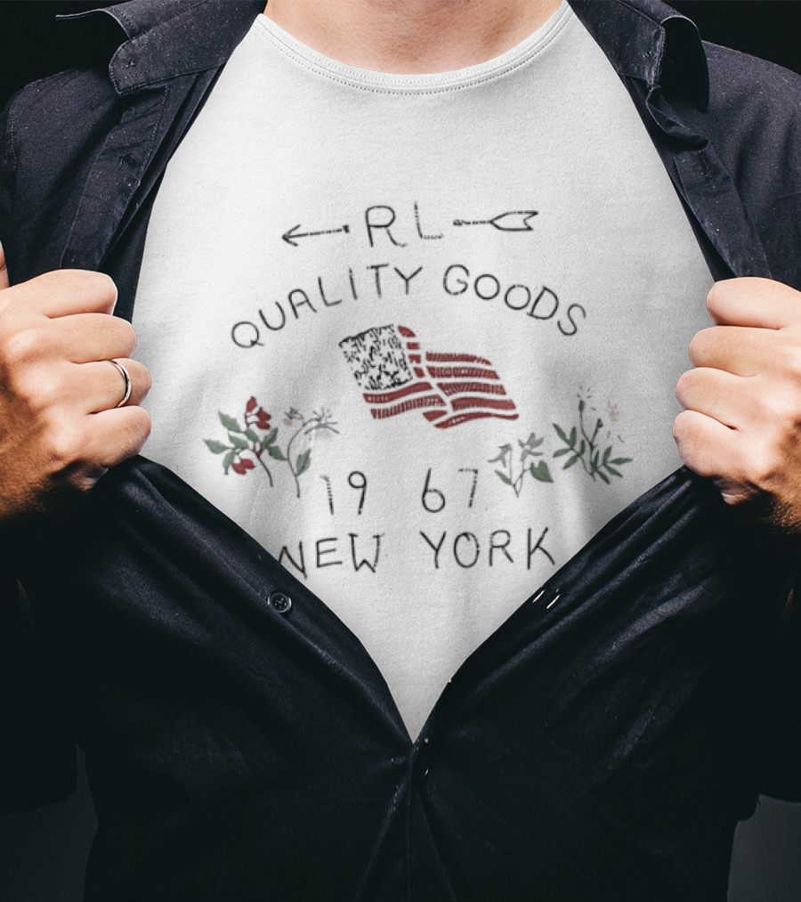 RL Quality Goods 1967 New York American Flag And Floral T-Shirt