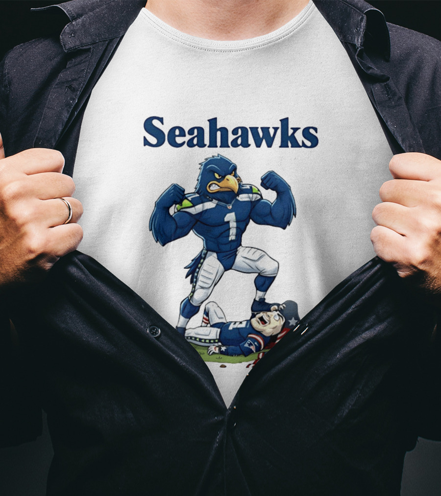 Seahawks Vs Patriots Rivalry Cartoon Victory T-Shirt