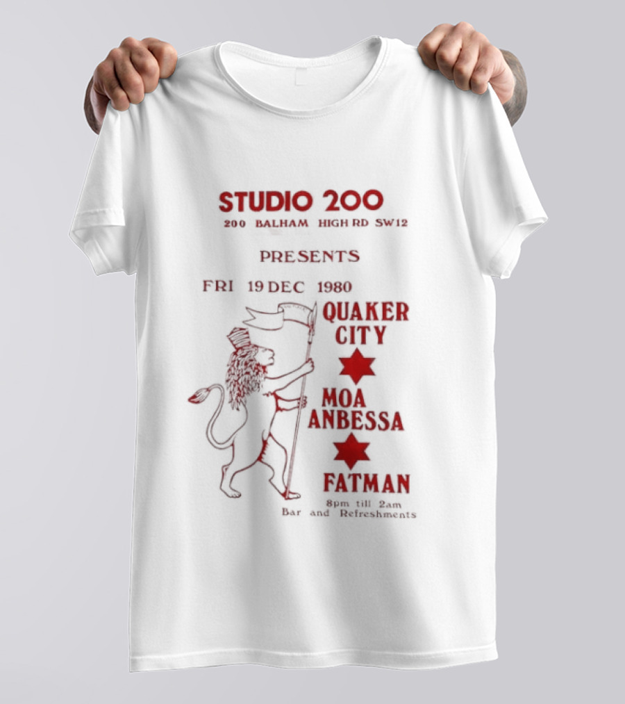 Studio 200 Presents Quaker City Moa Anbessa Fatman Dec 1980 T-Shirt