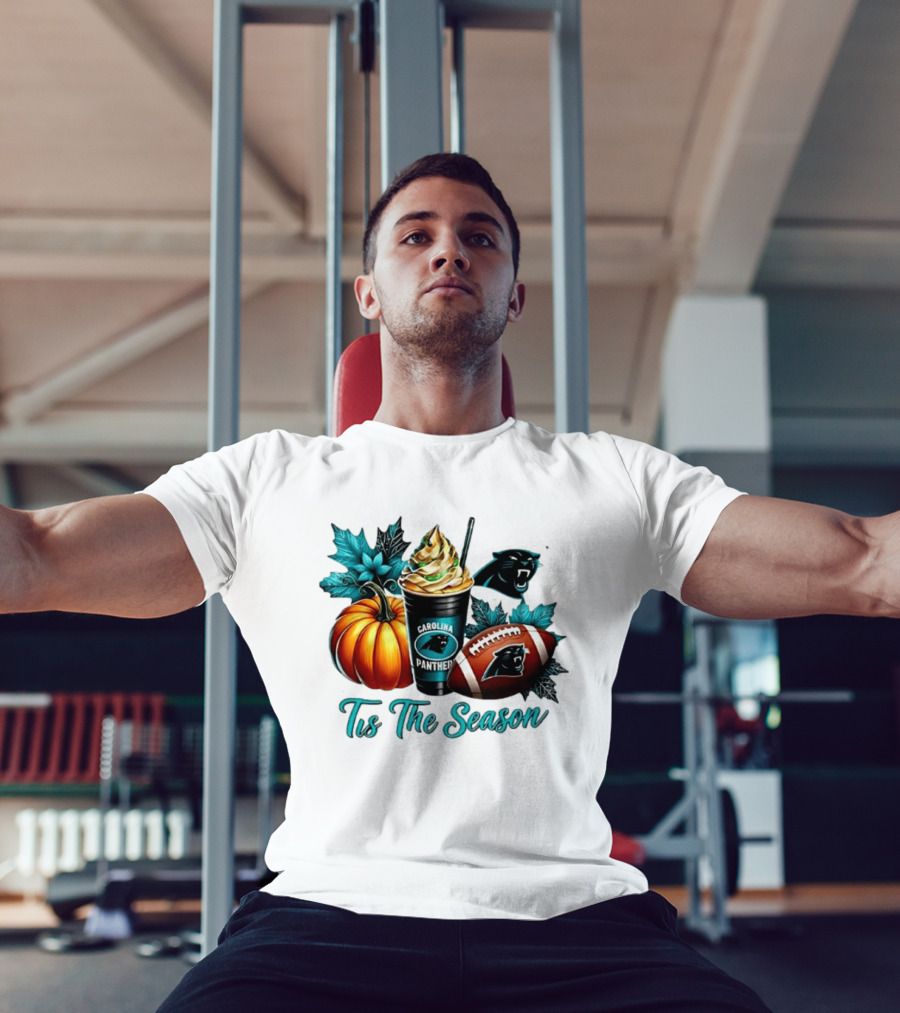 Tis The Season Carolina Panthers Halloween Football Pumpkin Latte T-Shirt