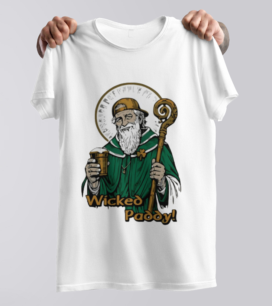 Wicked Paddy Saint Patrick Drinking Beer Iconic Irish T-Shirt