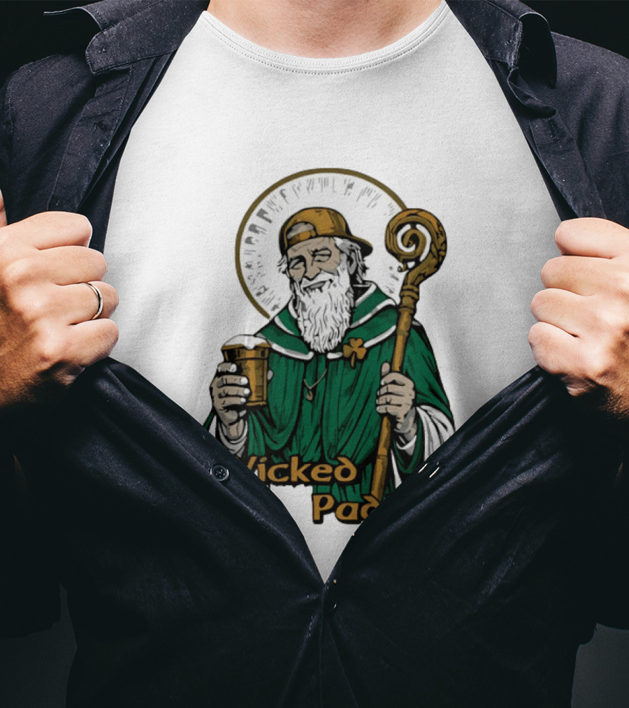 Wicked Paddy Saint Patrick Drinking Beer Iconic Irish T-Shirt