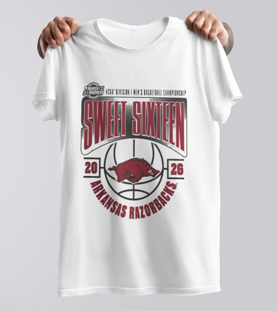 Arkansas Razorbacks NCAA 2026 Division I Men's Basketball Championship Sweet Sixteen T-Shirt
