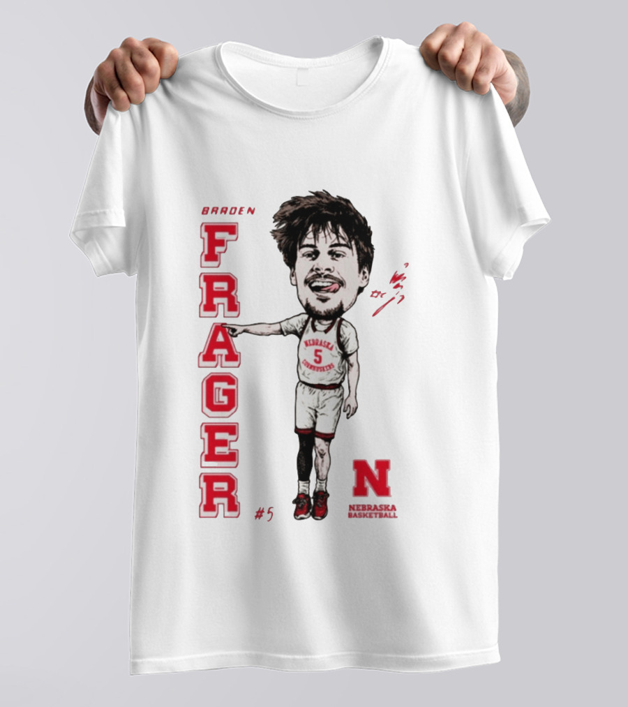 Braden Frager Nebraska Cornhuskers Basketball Caricature #5 T-Shirt