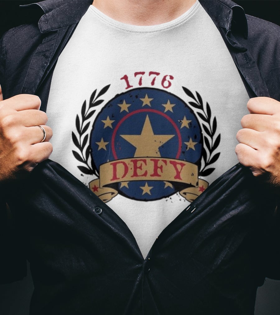 Defy 1776 Vintage Star Emblem With Laurel Wreath Anniversary 250th T-Shirt