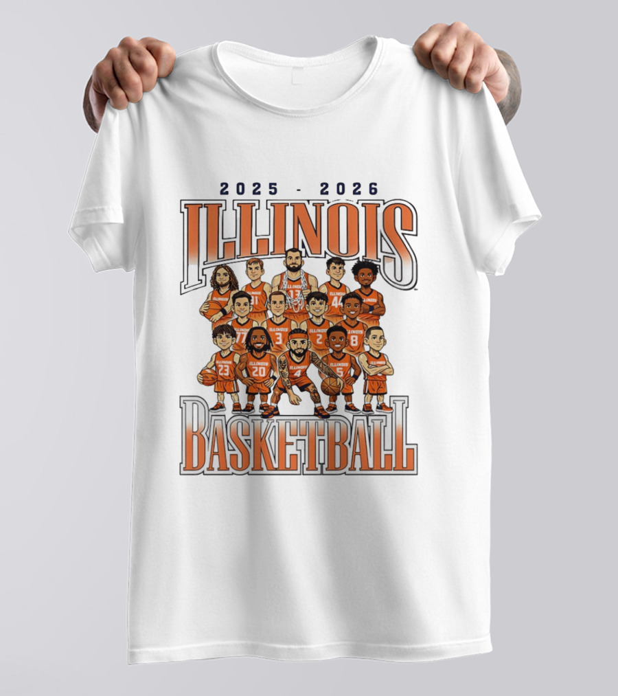 2025 2026 Illinois Basketball Team Caricature T-Shirt