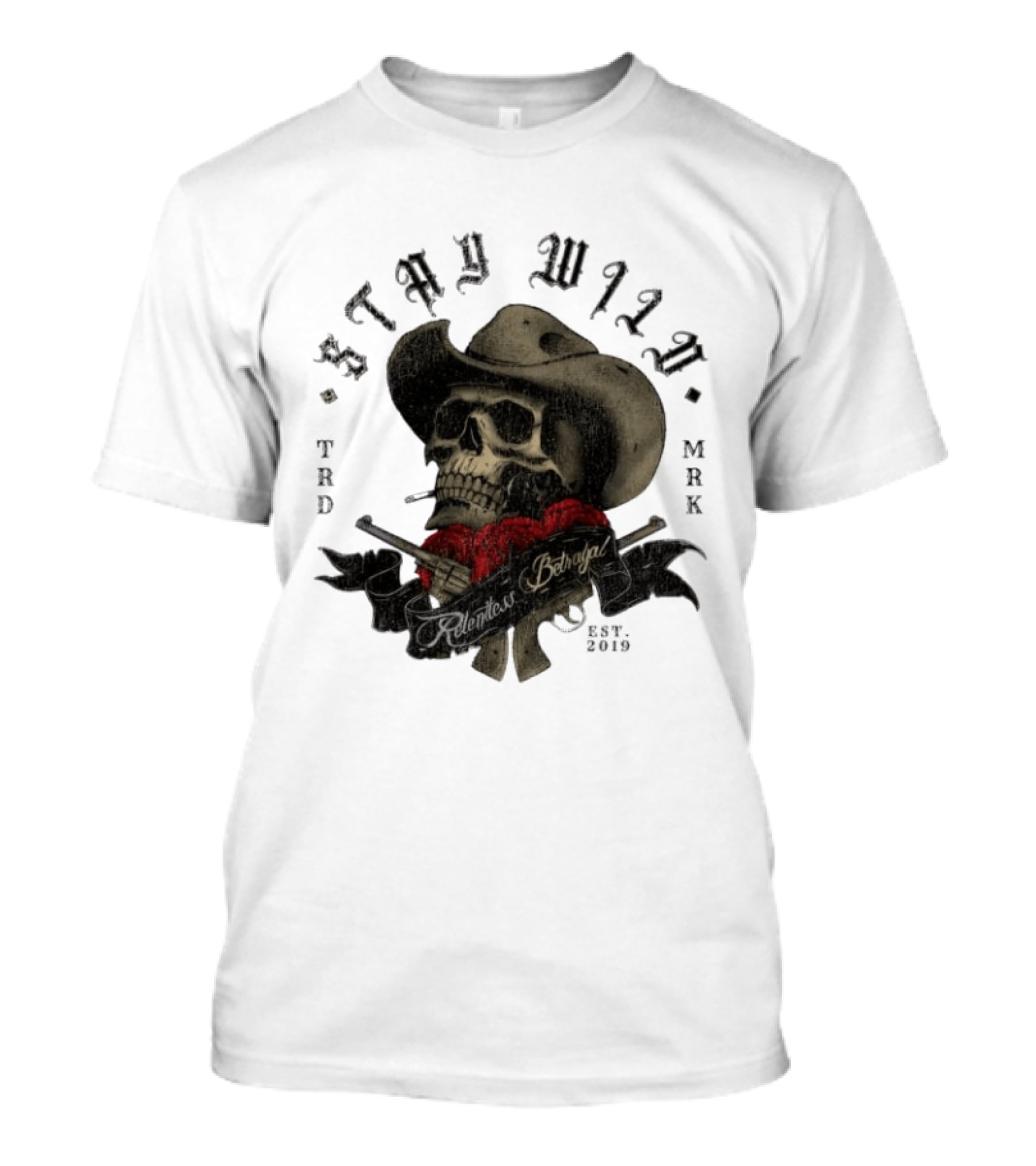 Stay Wild Skull Cowboy Bandana Western Est 2019 T-Shirt