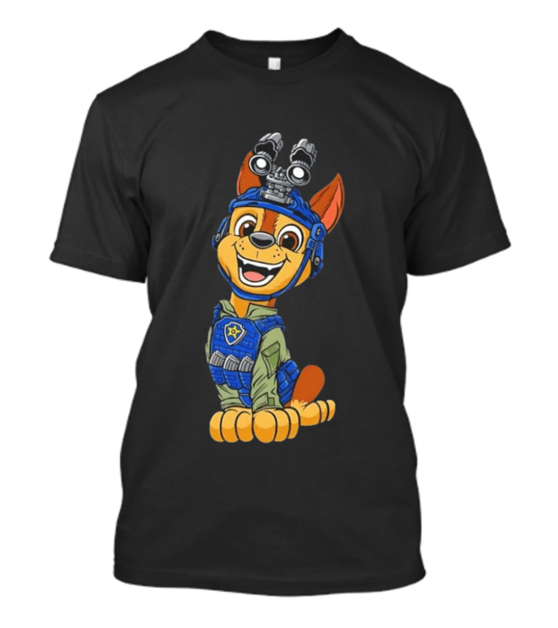 Chase Paw Patrol Police Dog Cartoon Character In Tactical Outfit T-Shirt