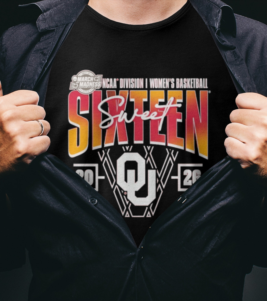 March Madness NCAA Division I Women's Basketball Oklahoma Sooners Sweet Sixteen 2026 T-Shirt